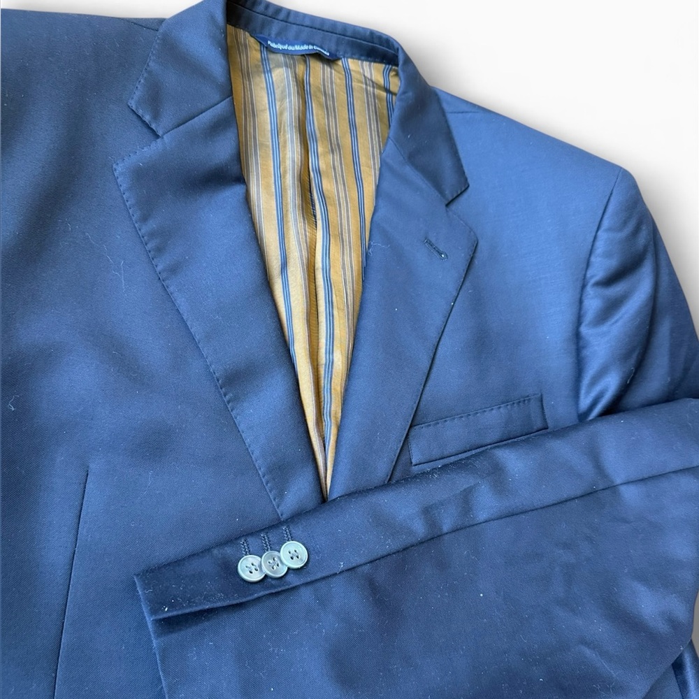 Coppley Men’s Wool Blazer Suit Jacket Size 44R Navy Blue 2 Button